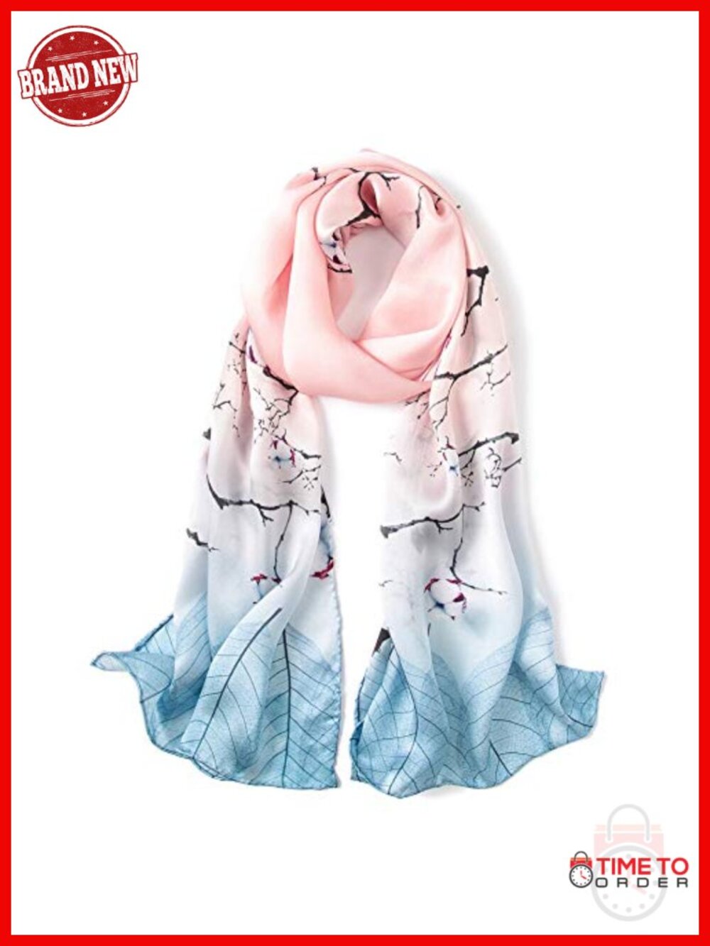100% Silk Long Oblong Shawl Scarf Wrap Gift Packed